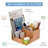 Buy cheap 20x18x10cm Bamboo Desk Organizer Carved Pen Holder for Office Supplies Classic Design from wholesalers