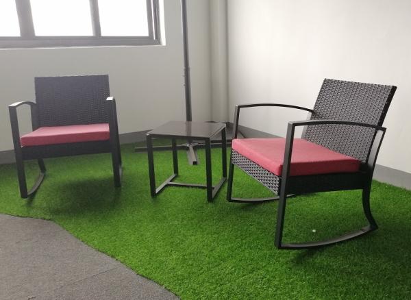 Buy cheap Plastic Steel Frame Garden Rattan Rocking Sofa Coffee Table Set from wholesalers