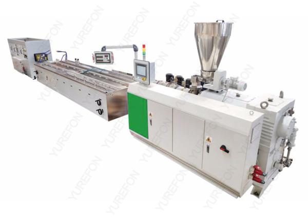 20 M Plastic PVC Profile Extrusion Line , 22 Kw High Speed Conical Twin Screw