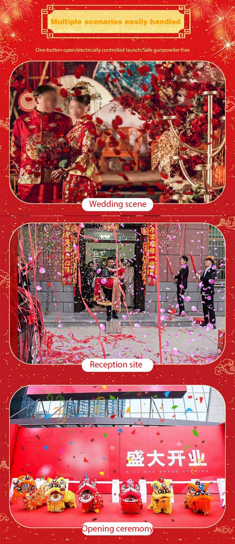 Wedding Confetti Gunner Square Cannon Customized Effect Colorful Foil Organization
