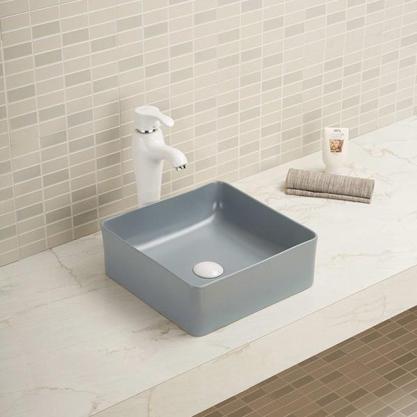 Dirt Resistant Wash Basin Porcelain Square Shape Complete And Clean Bathroom