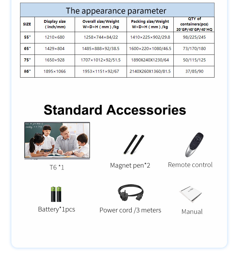 Multi Functional All In One Digital Board For Teaching 65 Inch Double System