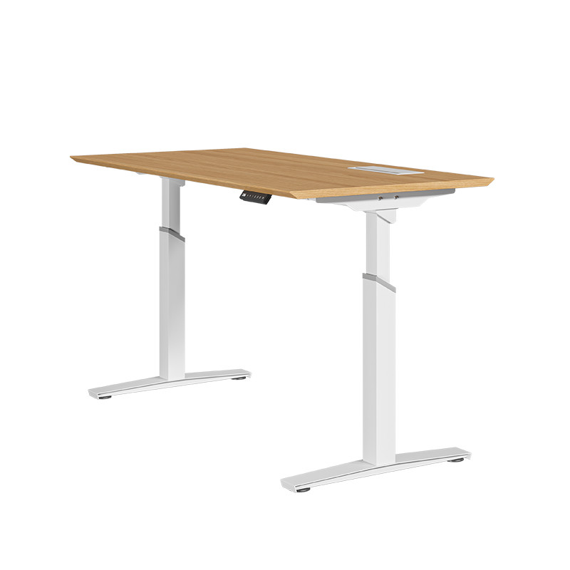 Modern Height Adjustable Electric Executive Desk Wood L Shaped Standing Desk