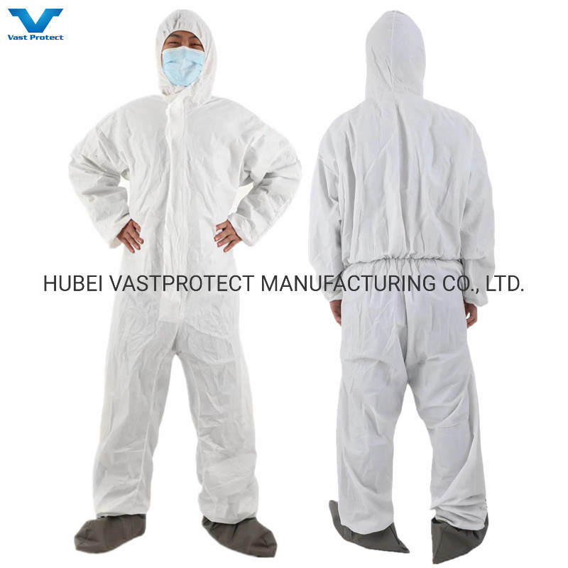 Industrial Safety PPE Protective Clothing Nonwoven Disposable Coveralls with Anti-Slip Grey Bootscover