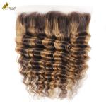 Piano 4/27 Deep Wave Lace Frontal Closure Brazilian Hair Transparent 13X4