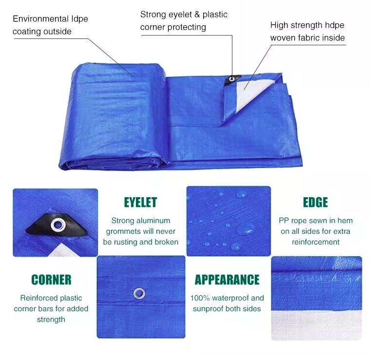 Waterproof Truck Car Canopy Rain Cloth Heavy Duty Tarpaulin for Outdoor Protection