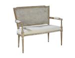 Event linen upholstery rattan back wedding sofa handcrafted wood frame with