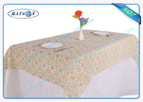 Buy cheap Gold Flower Printing Waterproof Non Woven Tablecloth For Home Use from wholesalers