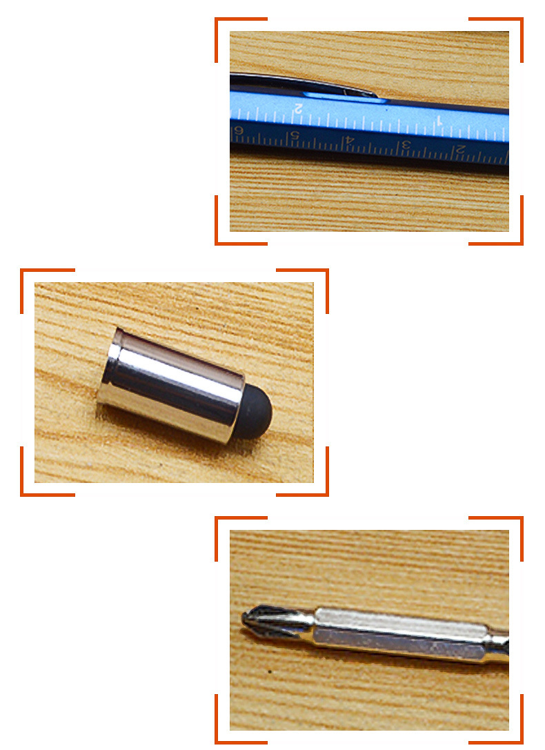 Personalized Custom Plastic 6 in 1 Tool Pen with Ruler Level and Two-Head Screwdriver