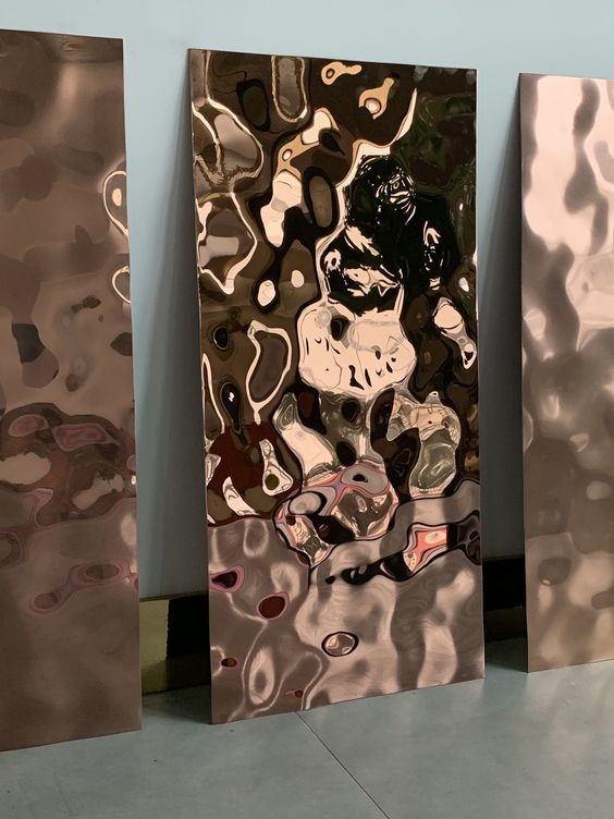 Rose Gold Water Ripple Stainless Steel Sheet 3.0mm Thickness Water Ripple Stainless Steel Panel