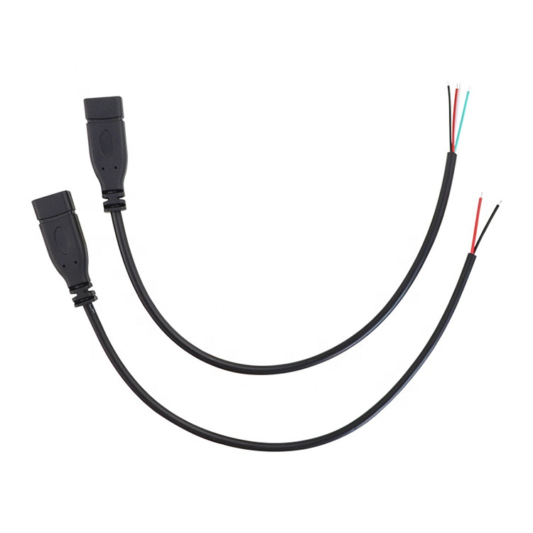 OEM 2 4 Cores USB Type C Male Female to Stripped Open Wire End Pigtail Cable