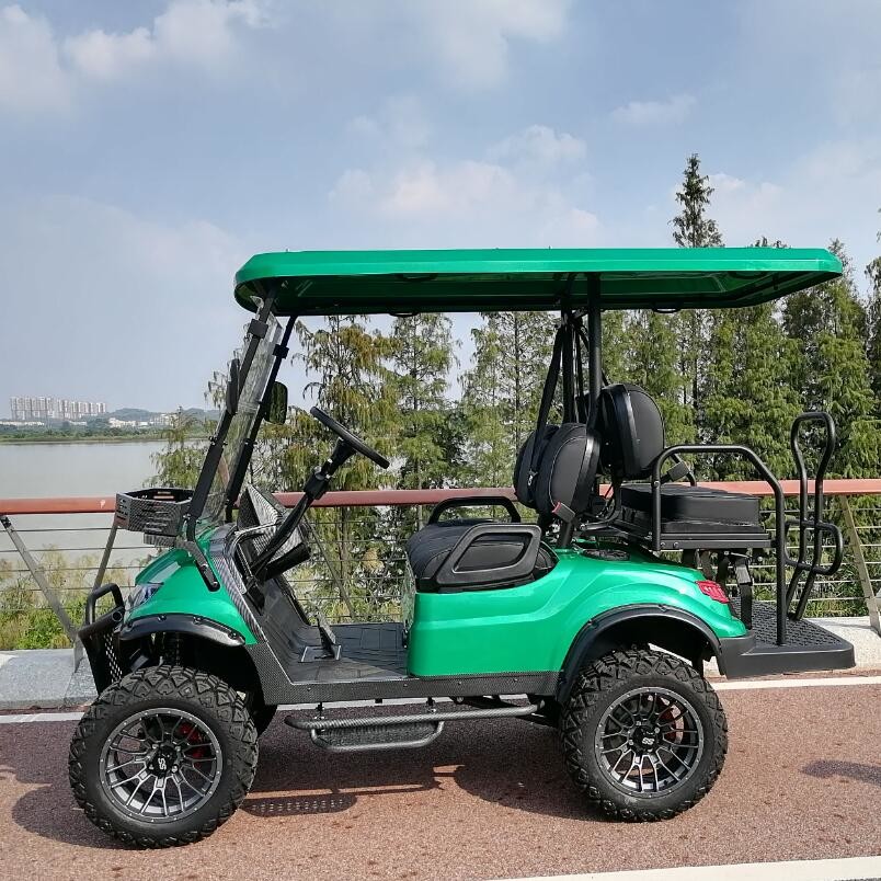 High Chassis Electric Golf Cart 4 Wheel Disc Brake Off Road Wheel 10 Inch Display 4 Seater