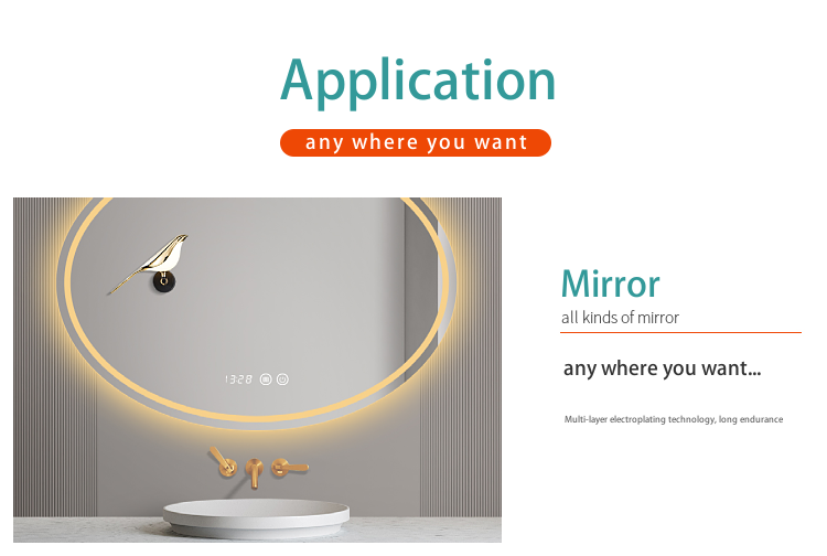 DC12V 12W Muti-function Split Two Buttons Middle Display Time Touch Sensor Switch for Mirrors