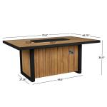 Outdoor Dining Fire Table Propane Gas Fire Pit Table with Teak Wood Aluminum