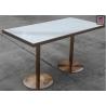 Buy cheap Stainless Steel Rose Golden Restaurant Dining Table Luxury Marble Top with Golden Seam from wholesalers