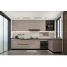 Buy cheap L-Shaped Beige Modern Stainless Steel Kitchen Cabinets With Glass Doors Design from wholesalers