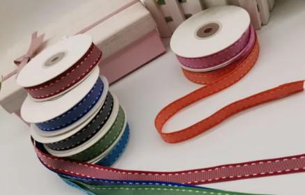Buy cheap Gift Wrapping Decoration Stitched Grosgrain Ribbon With Dark Edge And Stitch from wholesalers