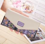 Floral new Korean Lingge hit color envelope clutch bag lady purse woman buckle