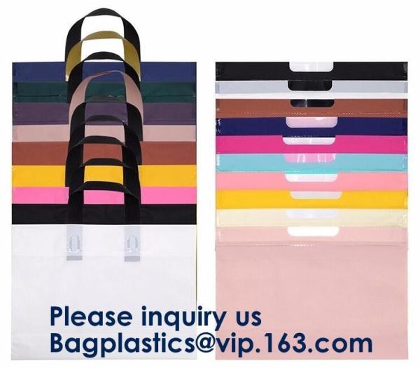 Custom Size Soft Flexi Loop Handle Gold Plastic Shopping Bag Restaurant Takeaway