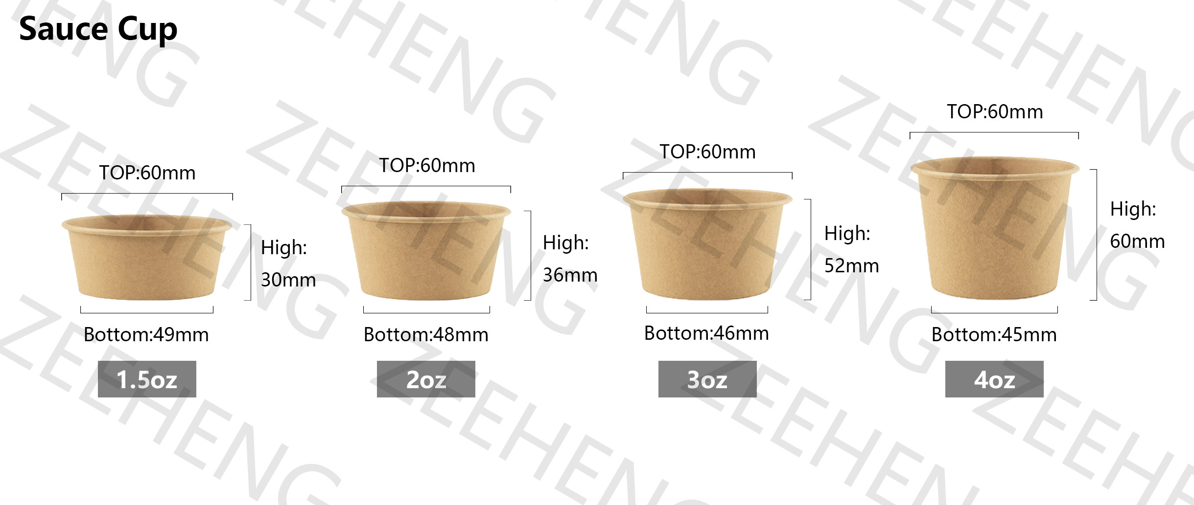 Food Grade 4 Oz Small Paper Sauce Bowls Disposable Leakproof