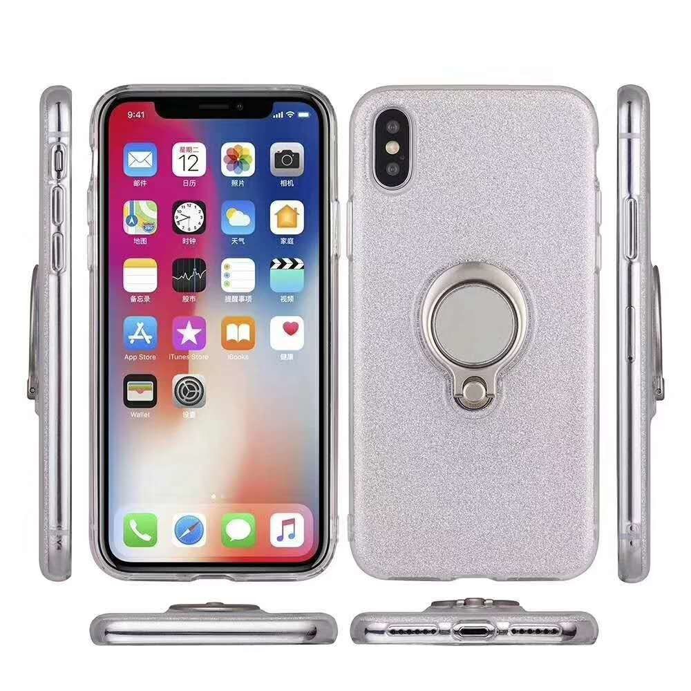 Color Glitter Ring Magnetic Car Mount Holder Soft TPU Case Back Cover For IphoneXS IphoneXR IphoneXS MAX Iphone8
