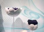 White Color Standing Fiberglass Flower Shape Display Rack Smooth Surface