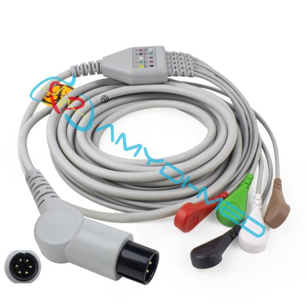 Buy cheap Universal 6Pin Medical 5 Lead ECG Cable And Leadwire Iec Snap 2.4m Cable from wholesalers