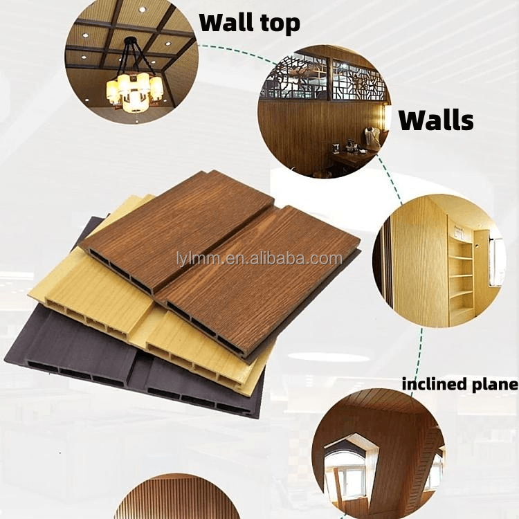 200mm Width WPC Paint-free Great Wall Boards for Bamboo Wooden Grille Wall Panels