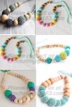 Ivory Nursing Necklace Crochet Bead Breastfeed Necklace Beige Wood Breastfeeding