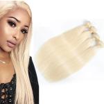10 " - 30 " Double Weft Peruvian Virgin Hair Straight Weave Color 613 Blonde