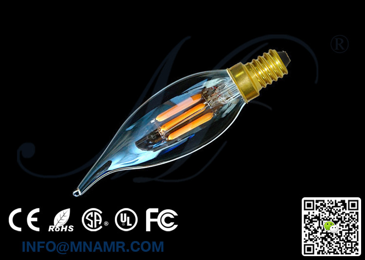 LED Bulb C32 Tipped Clear Glass 120v 240v E14 1w 2w 3w 4w 6w Candle Bulbs 3000k for Chandelier Lights