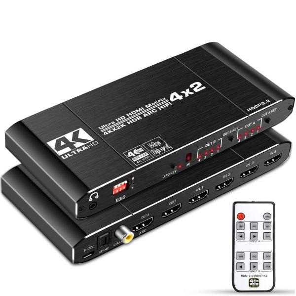Buy cheap 18Gbps 4x2 4 In 2 Out 4:4:4 HDMI 2.0 Matrix Switch Splitter from wholesalers