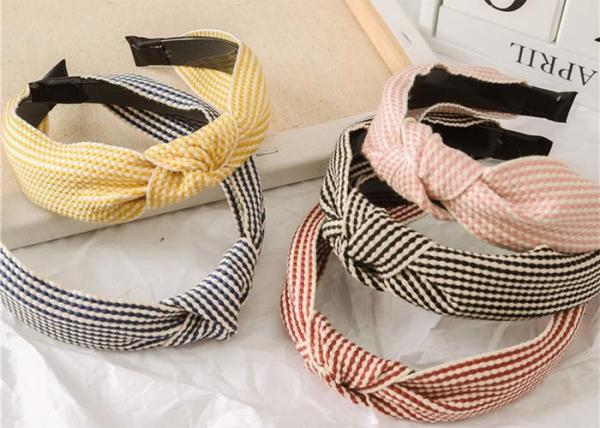 Buy cheap GLH005 Simple cross check headband women's wide version of crimped knot headband hair accessories wholesale from wholesalers