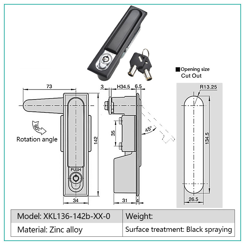 Electric Panels Paddle Latch Lock Aluminium Alloy , Machinery Covers Swing Handle Lock
