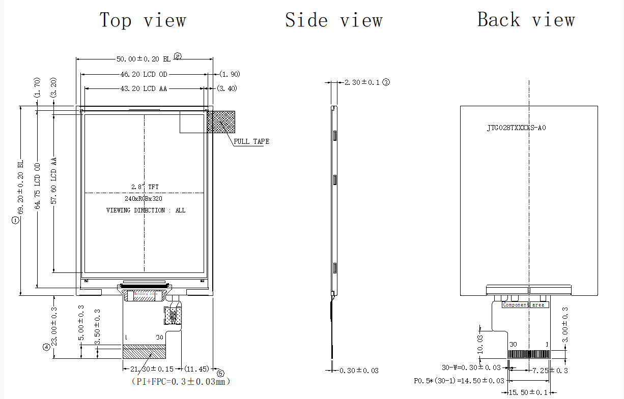 Capacitive Touch Panel 2.8 Inch IPS TFT LCD Display 240x320 For Industrial Control