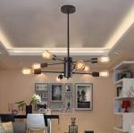 Industrial Style Retro Chandelier Black Iron Branch Straight Bar vintage Lamp