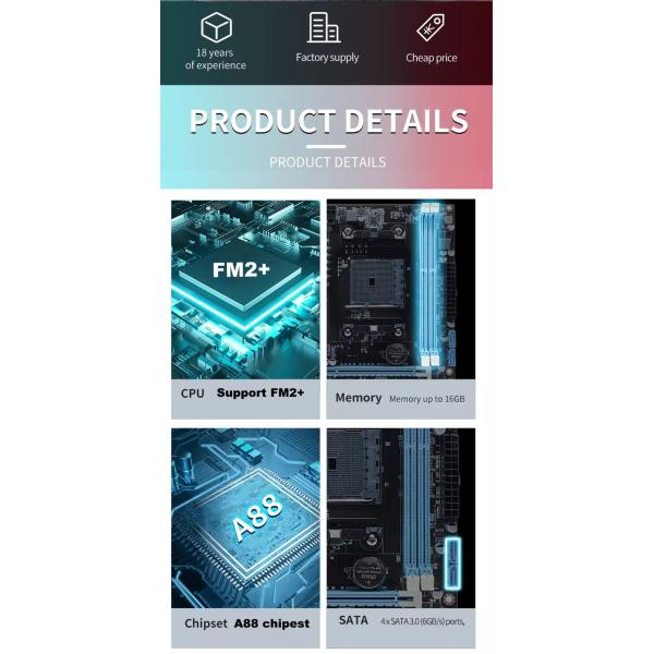 Customized A88 computer motherboard CPU package FM2+ supports 7650K 860K 870K A88 mainboard