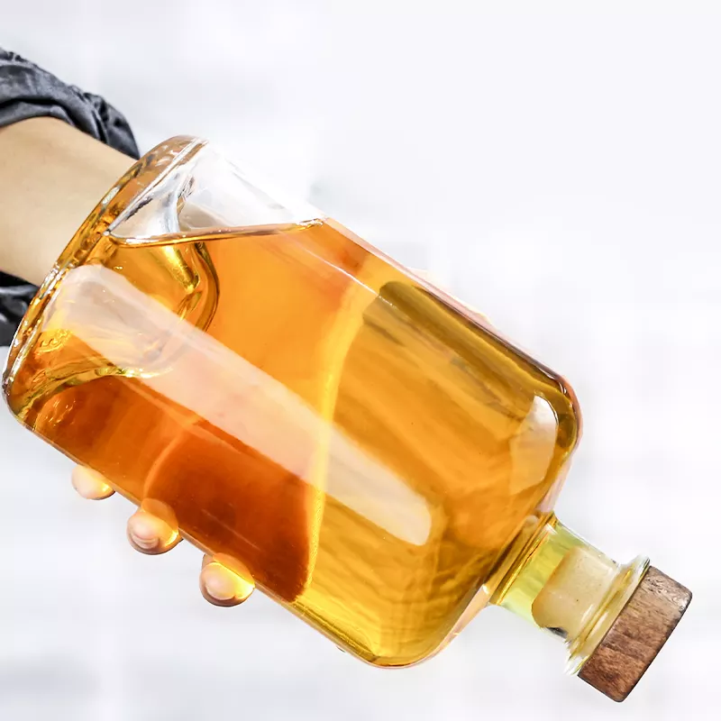 Brandy Vodka Glass Bottle with Cork Cap and 280ml Capacity
