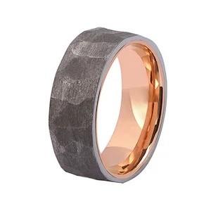 Buy cheap Rose Gold Inlay Hammered Tantalum Ring Classic Couple Mens Tantalum Wedding Ring from wholesalers