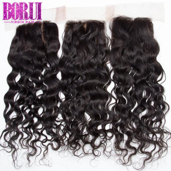 Buy cheap Brazilian Human Hair Lace Closure Free Part Water Wave With Baby Hair HD Lace from wholesalers