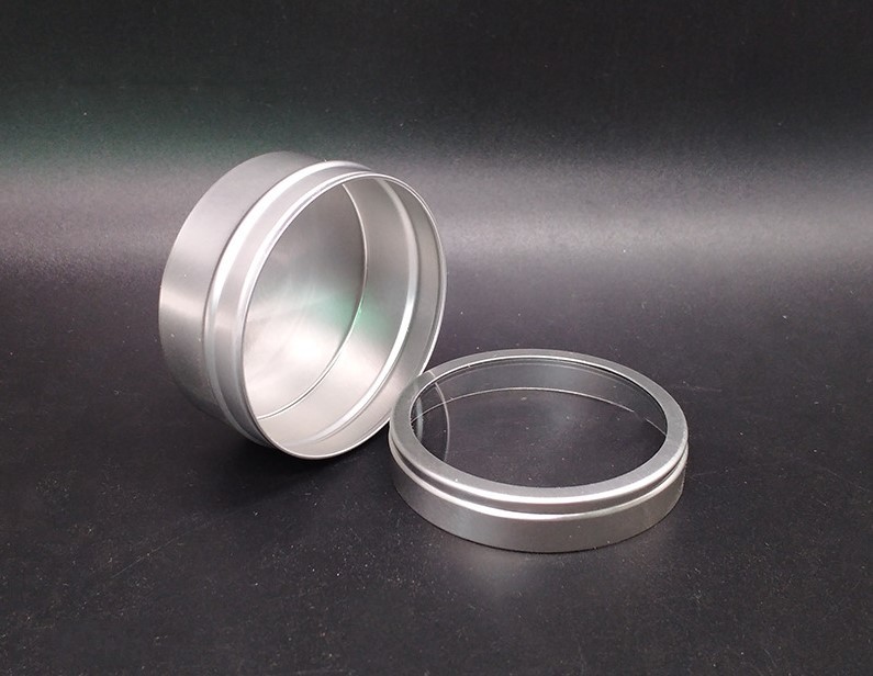 Aluminum Empty 5g 10g 20g Ps Plastic Screw Cap Jar tin box with clear pvc window