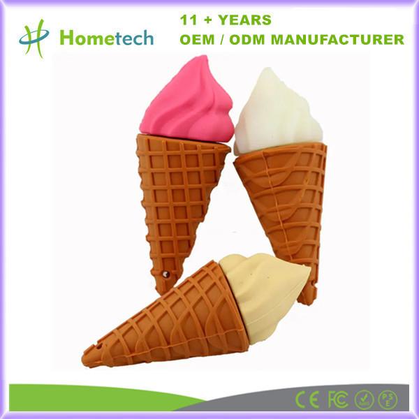 Customized PVC Ice Cream USB Flash Drive 1GB 2GB 4GB USB 2.0 Cartoon Memory