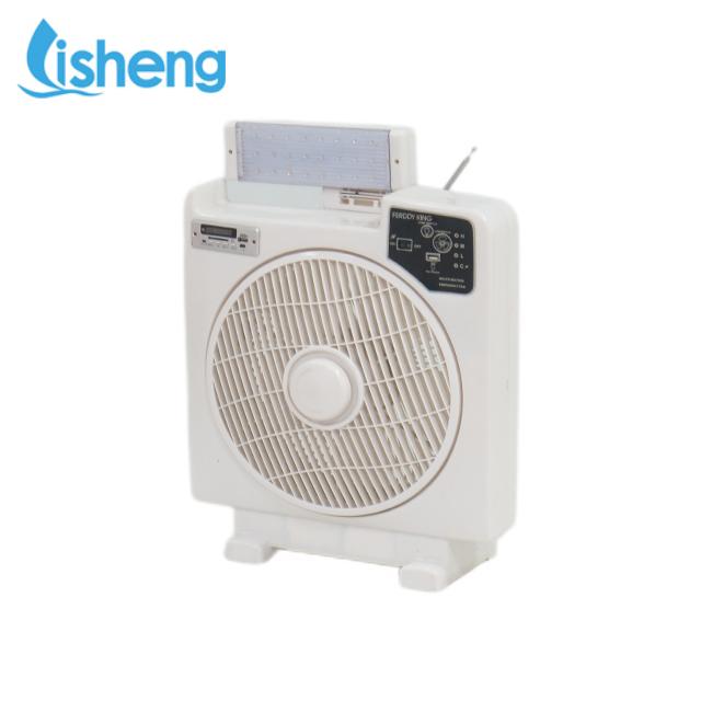 Household Indoor Box Fan 12V Solar Rechargeable 1200rpm Rotate Speed