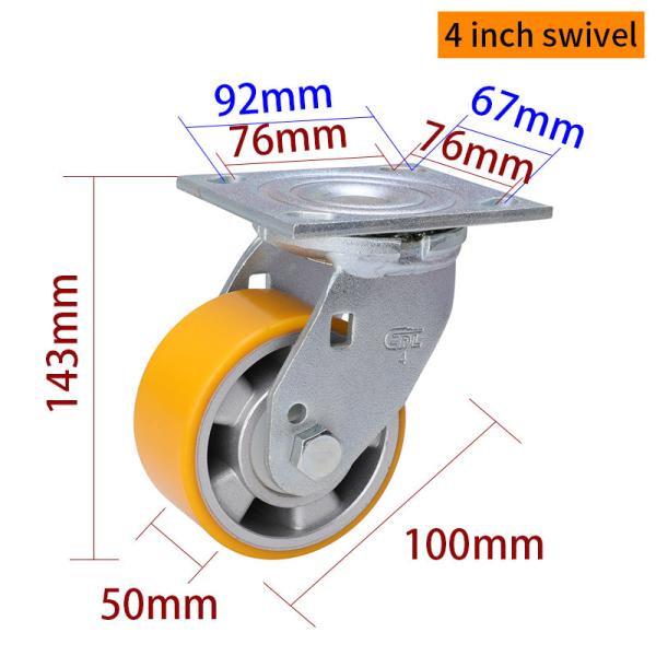 Buy cheap Aluminum 4 Caster Wheels Heavy Duty Castors Zinc Coating 100mm from wholesalers