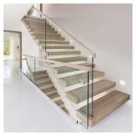 Solid Wood Floating Staircase , Timber Steps Indoor Wood Stairs