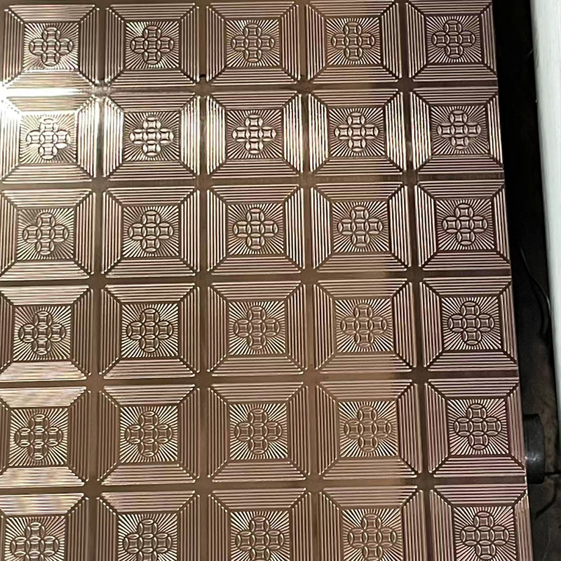 3.0Mm Thickness Etched Stainless Steel Sheet Decorative Color Embossed Steel Plate Panel Wooden Colored