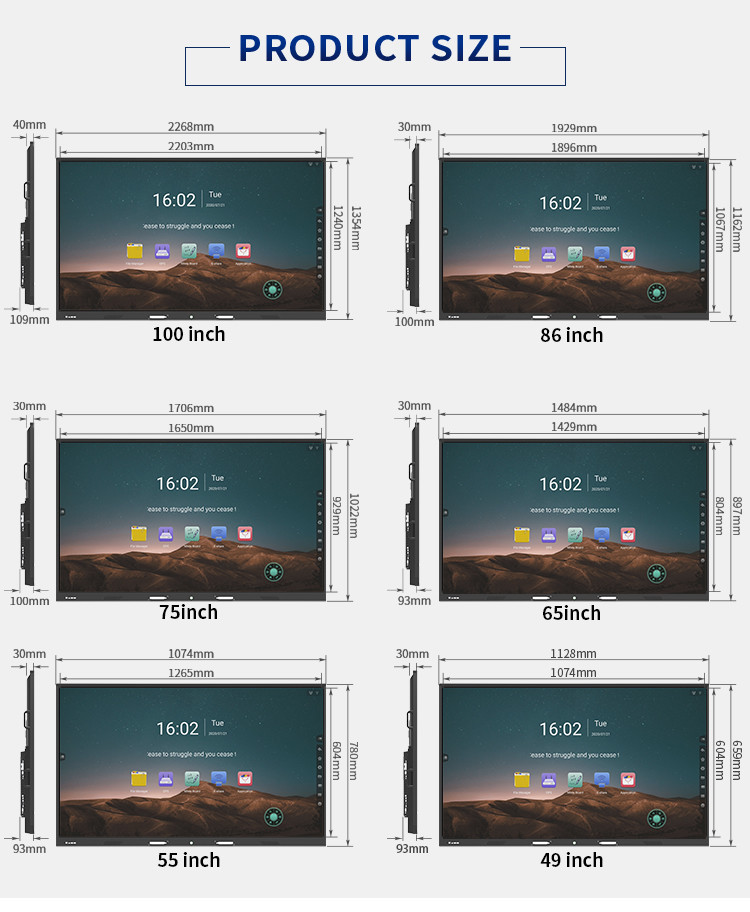 Interactive 5ms Touch Screen Interactive Whiteboard 3840*2160 Resolution