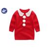 Buy cheap Jaquard Collar Girls Knitted Dress , Girls Red Jumper Dress With Fluffy Ball Decoration from wholesalers
