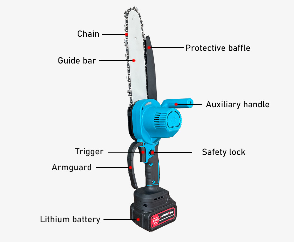 12 Inches Cordless Power Chain Saws Electric Handheld Battery 800W