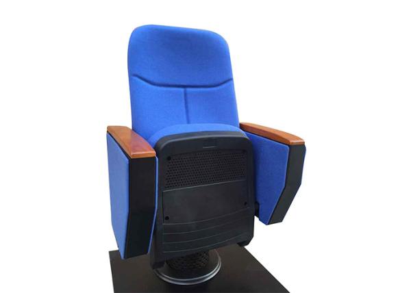 Buy cheap BS5852 Blue Auditorium Theater Seating Movie Theater Chair Wood Armrest Padded With Fabric from wholesalers